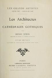 Cover of: ... Les architectes des cathédrales gothiques by Henri Stein