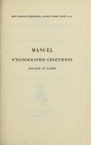 Cover of: Manuel d'iconographie chrétienne, grecque et latine by Dionysius of Fourna