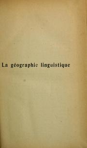 Cover of: La géographie linguistique