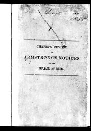 Chapin's review of Armstrong's Notices of the War of 1812 by Cyrenius Chapin