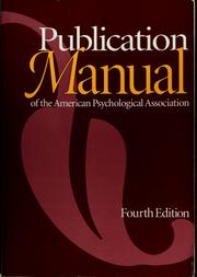 Cover of: Publication manual of the American Psychological Association. by American Psychological Association