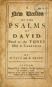 Cover of: A New version of the Psalms of David: fitted to the tunes used in churches