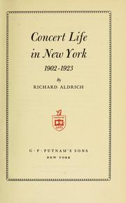 Cover of: Concert life in New York, 1902-1923