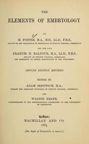Cover of: The elements of embryology
