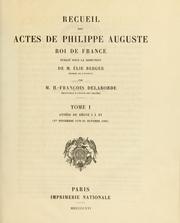 Cover of: Recueil des actes de Philippe Auguste, roi de France