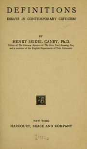 Cover of: Definitions by Henry Seidel Canby