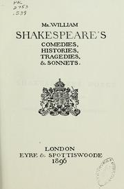 Cover of: Mr. William Shakespeare's Comedies, Histories, Tragedies, and Sonnets by 