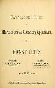 Cover of: Catalogue Nr. 35 of microscopes and accessory apparatus