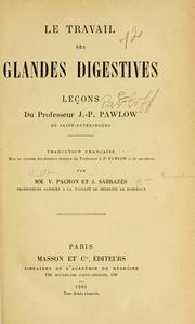 Cover of: Le travail des glandes digestives