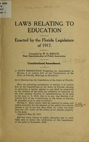 Cover of: Laws relating to education enacted by the Florida Legislature of 1917