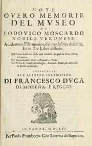 Cover of: Note, overo, Memorie del mvseo di Lodovico Moscardo ... by Lodovico Moscardo