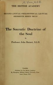 Cover of: The Socratic doctrine of the soul