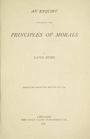 Cover of: An enquiry concerning the principles of morals.
