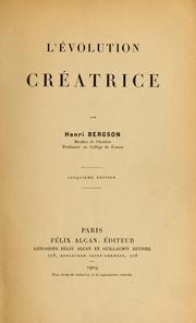 Cover of: L'e ́volution créatrice by Henri Bergson