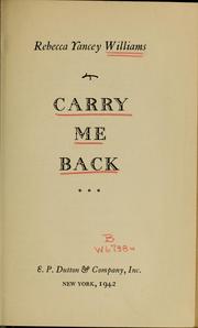 Cover of: Carry me back.