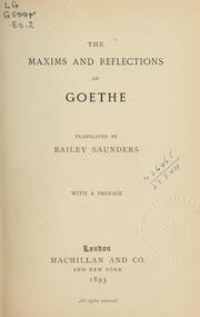 Cover of: Maxims and reflections by Johann Wolfgang von Goethe
