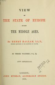 Cover of: View of the state of Europe during the Middle Ages: New impression