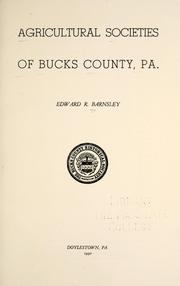 Cover of: Agricultural societies of Bucks County, Pa