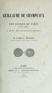Cover of: Guillaume de Champeaux et les écoles de Paris au XIIe siècle: d'après des documents inédits