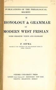 Cover of: Phonology and grammar of modern west Frisian by Pieter Sipma