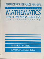 Cover of: Mathematics for elementary teachers via problem solving