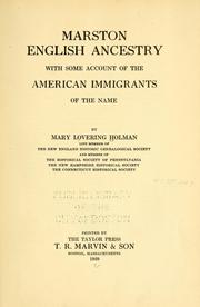 Cover of: Marston English ancestry with some account of the American immigrants of the name