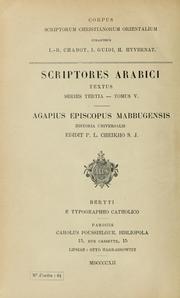 Cover of: Historia universalis by Agapius Bp. of Membij