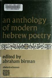 Cover of: An anthology of modern Hebrew poetry by Abraham Birman