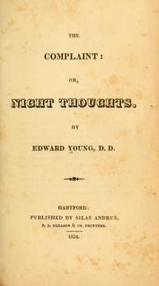 Cover of: The complaint: or, Night thoughts