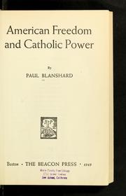 Cover of: American freedom and Catholic power.