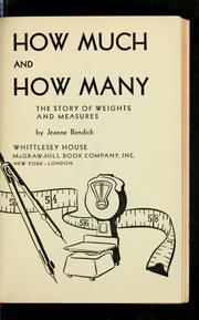 Cover of: How much and how many by Jeanne Bendick