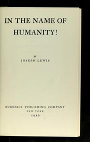 Cover of: In the name of humanity
