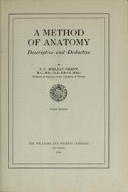 Cover of: Method of anatomy, descriptive and deductive