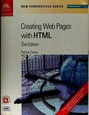Cover of: New perspectives on creating Web pages with HTML by Patrick Carey