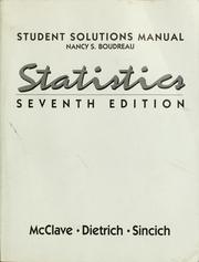 Cover of: Student solutions manual, Statistics, seventh edition by Nancy S. Boudreau