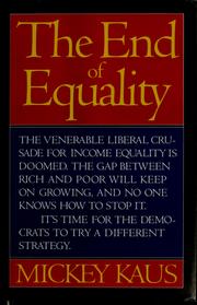 Cover of: The end of equality