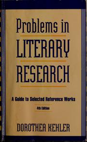Cover of: Problems in literary research: a guide to selected reference works