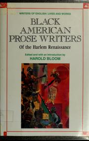 Cover of: Black American prose writers of the Harlem renaissance by Harold Bloom