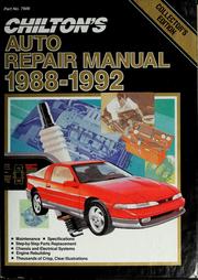 Cover of: Chilton's auto repair manual, 1988-1992