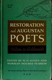 Cover of: Restoration and Augustan poets