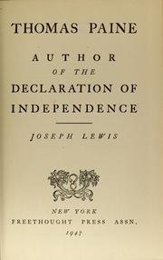 Cover of: Thomas Paine, author of the Declaration of independence