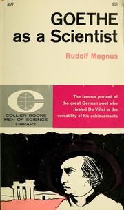 Cover of: Goethe as a scientist by R. Magnus