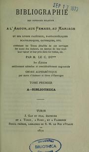 Cover of: Bibliographie des ouvrages relatifs à l'amour