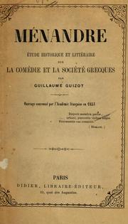 Cover of: Ménandre: étude historique et littéraire sur la comédie et la société grecques