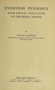 Cover of: Everyday pedagogy | Lincoln, Lillian Isabel