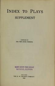 Cover of: Index to plays: Supplement