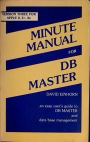 Cover of: Minute manual for DB Master