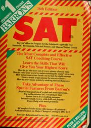 Cover of: How to Prepare for the Scholastic Aptitude Test, SAT by Brownstein, Samuel C., Mitchel Weiner, Sharon Weiner Green