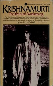 Cover of: Krishnamurti: the years of awakening