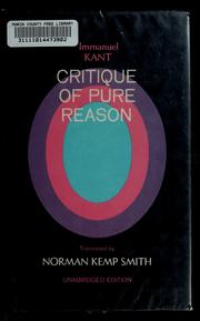 Cover of: Critique of pure reason